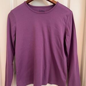 L.L.Bean Purple Long Sleeve Tee | Classic Crewneck Top